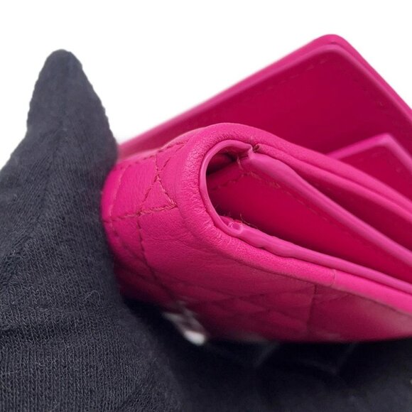 Dior Lady Dior Lotus Wallet Cannage Tri-fold Wallet Lambskin Pink - Picture 8 of 14